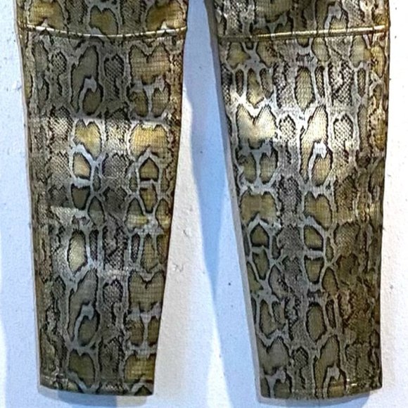 Free People, Gold Python Pull On Skinny Pants, Vegan Leather, Metallic Gold, NWT - Picture 12 of 14